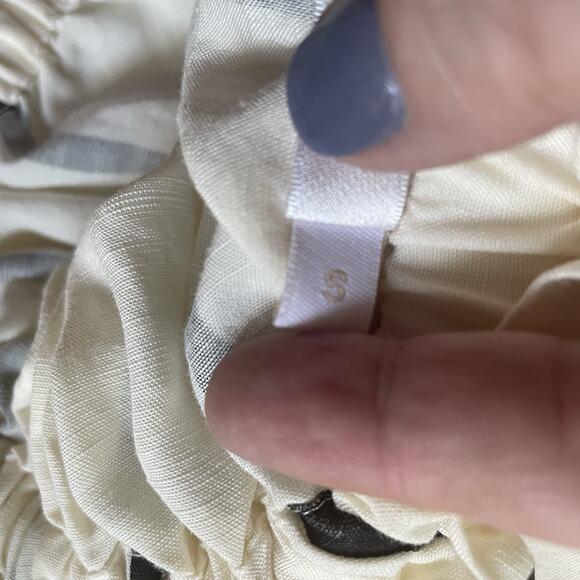 Anthropologie Sancia Jumpsuit Women Small Beige Stripe Linen Blend Wide Leg Slit - Picture 11 of 13